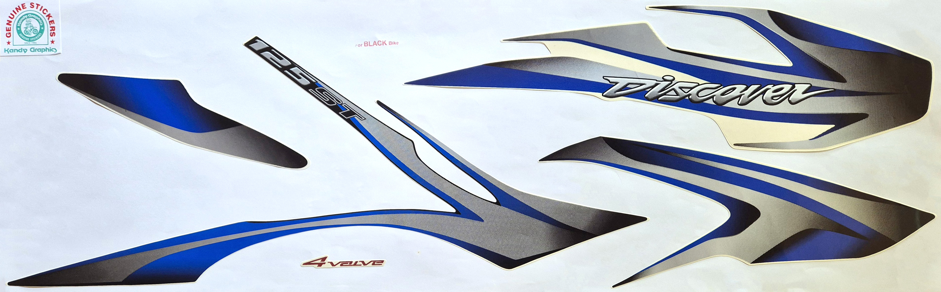 Bajaj Discover 125 ST Black Bike - Blue Sticker — DISCOVER sticker Sri Lanka